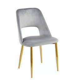 LINK DINING CHAIR Silver Chair With Grey Velvet 34X17X 17